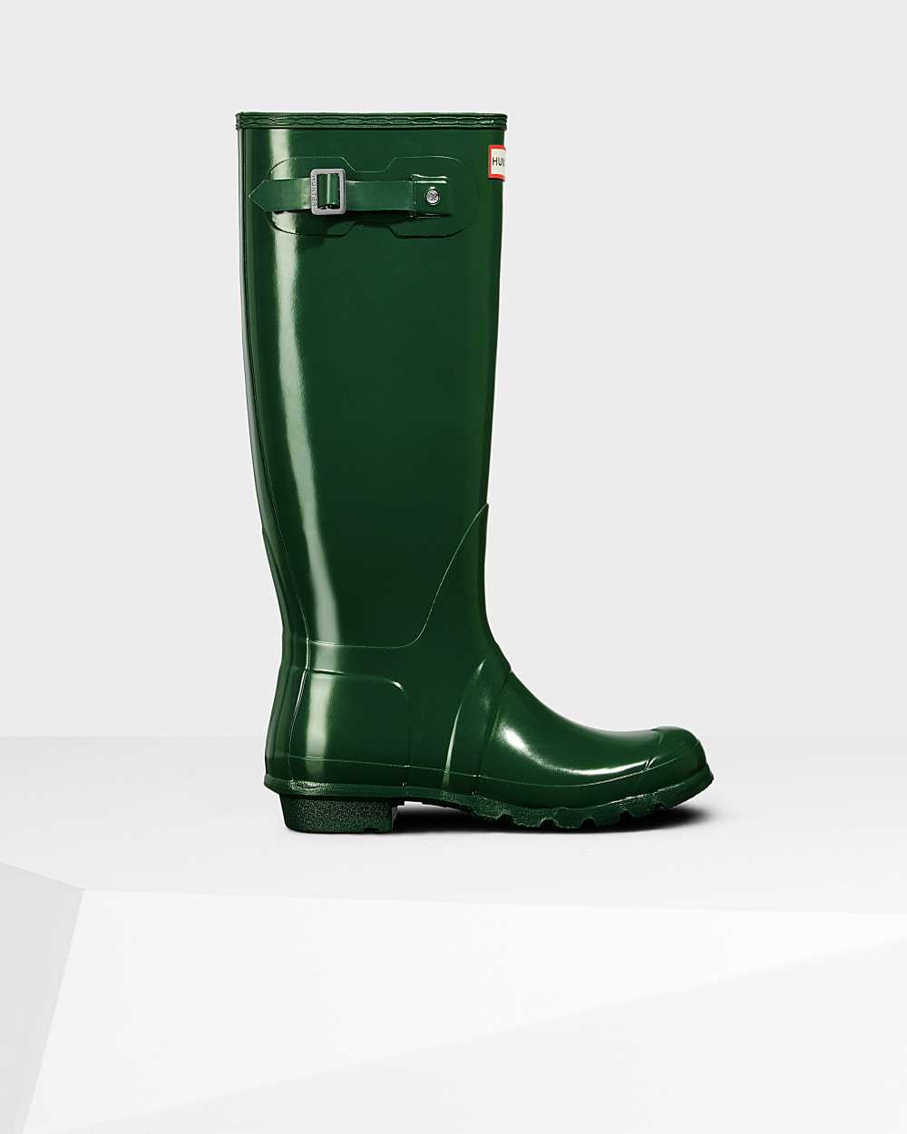 Hunter Women's Original Tall Gloss Tall Wellington Boots Green,XYGK41658